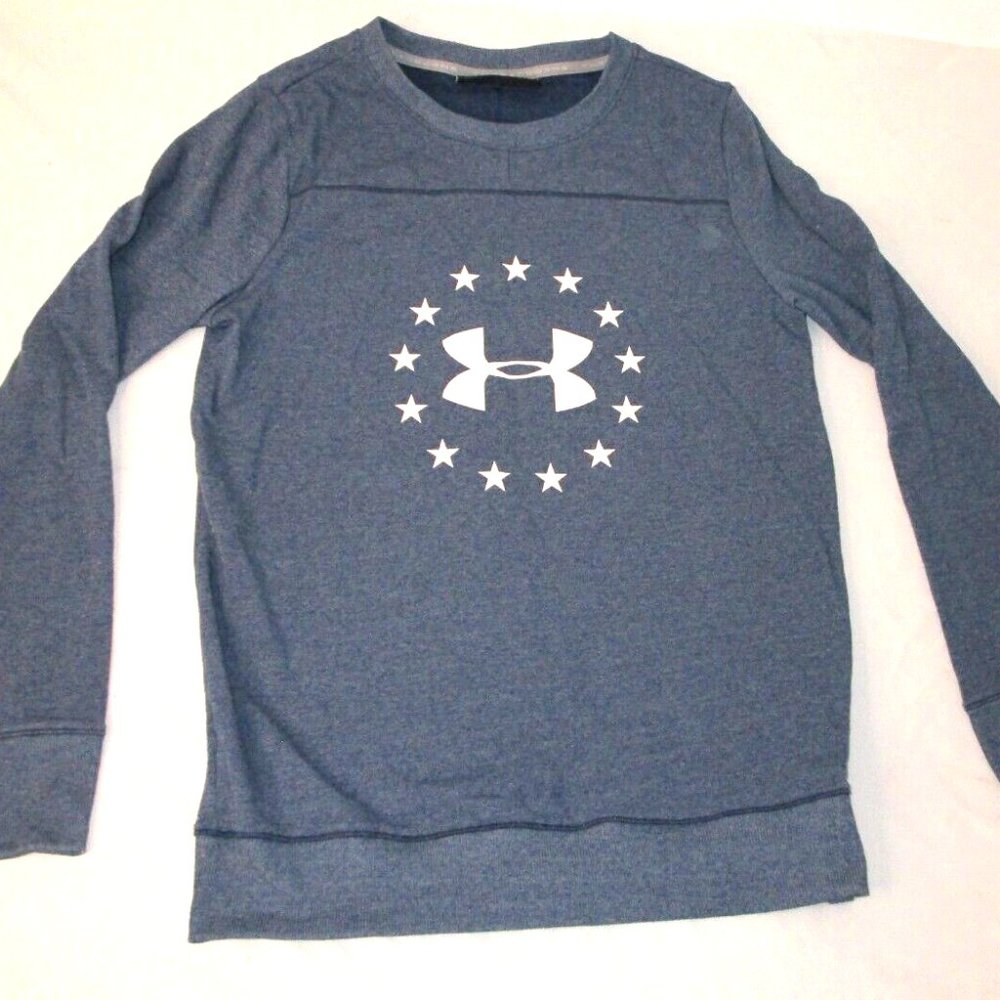 Under Armour Threadborne Men's Size Small Blue Loose Pullover Graphic Sweater